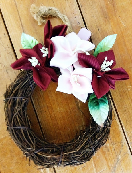 １つの桜リースの拡大写真です。色が春を感じさせます。